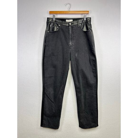 Abercrombie & Fitch 90s relaxed jeans with faux leather back 31 / 12L - Picture 1 of 9